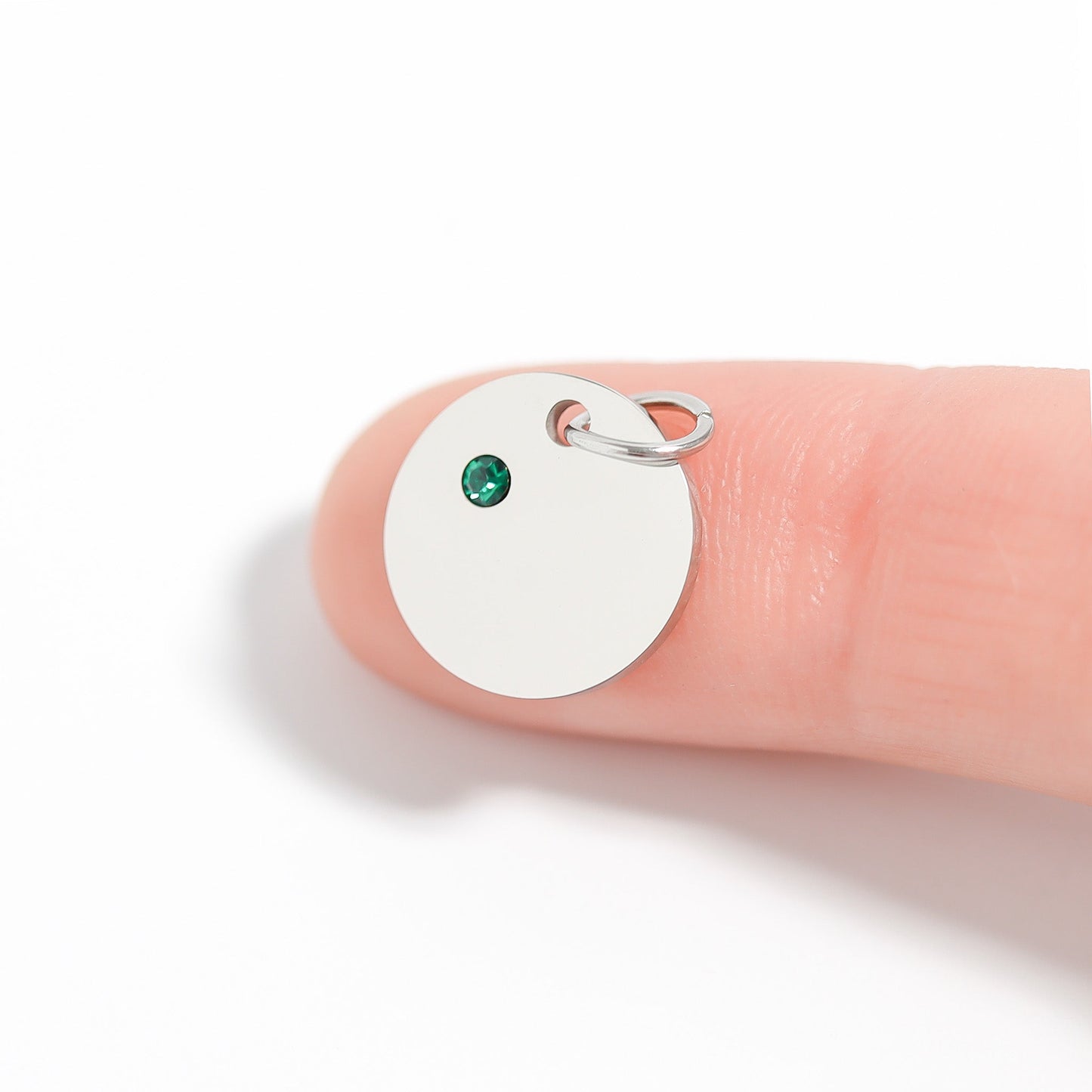 Silver Birthstone Disc Charms